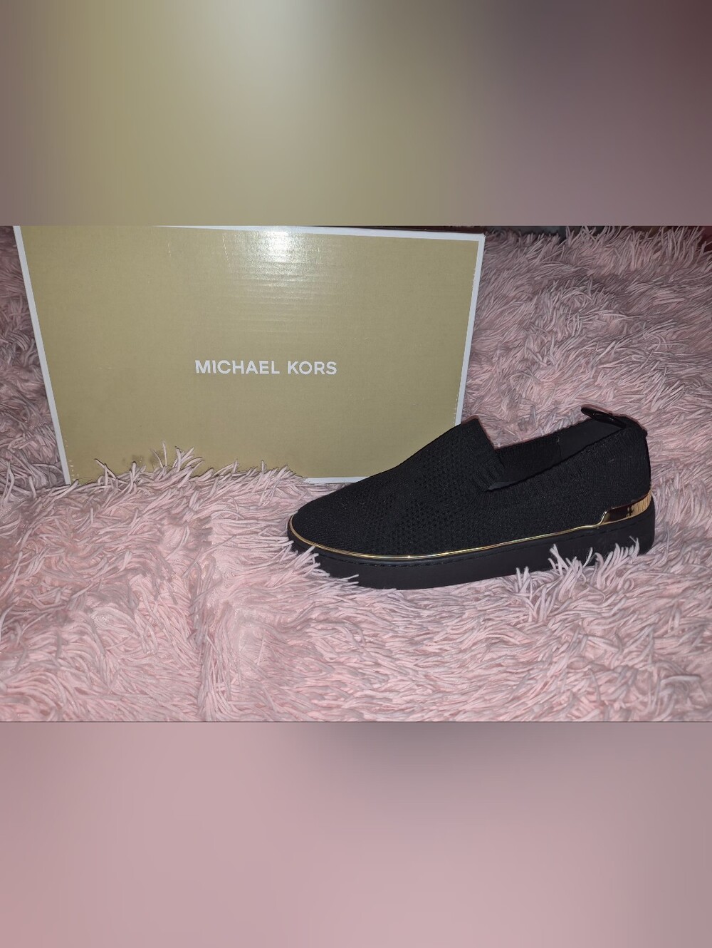 Michael Kors Skyler Slip-On Sneakers Black With Gold Accents